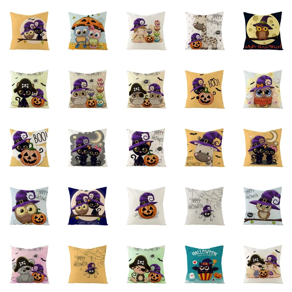Foreign Trade New Home Supplies Halloween Linen Pillow Covers Pumpkin Owl Printing Cushion Cover Waist Case Car | Дом и сад