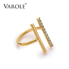 Кольцо VAROLE с параллельными линиями средней длины, блестящие кольца золотого цвета с кристаллами для женщин, оптовая продажа ювелирных изделий Anel