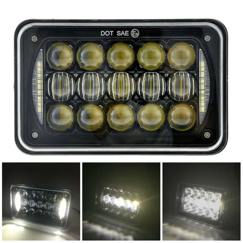 

5D Lens 60W 4x6 Inch LED Headlights DRL for H4651 H4652 H4656 H4666 H6545 Peterbil Kenworth Freightinger Ford Probe