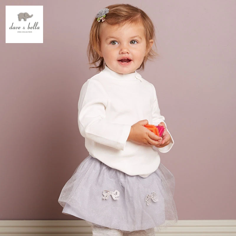Dave bella/Осенняя футболка из 100% хлопка для девочек изысканные наряды одежда малышей