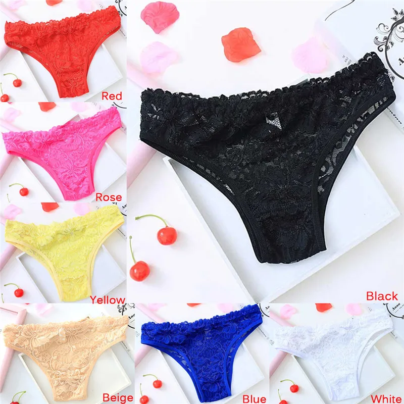 Sexy Women Lace Panties Underwear Transparent Flowers Seamless Briefs |