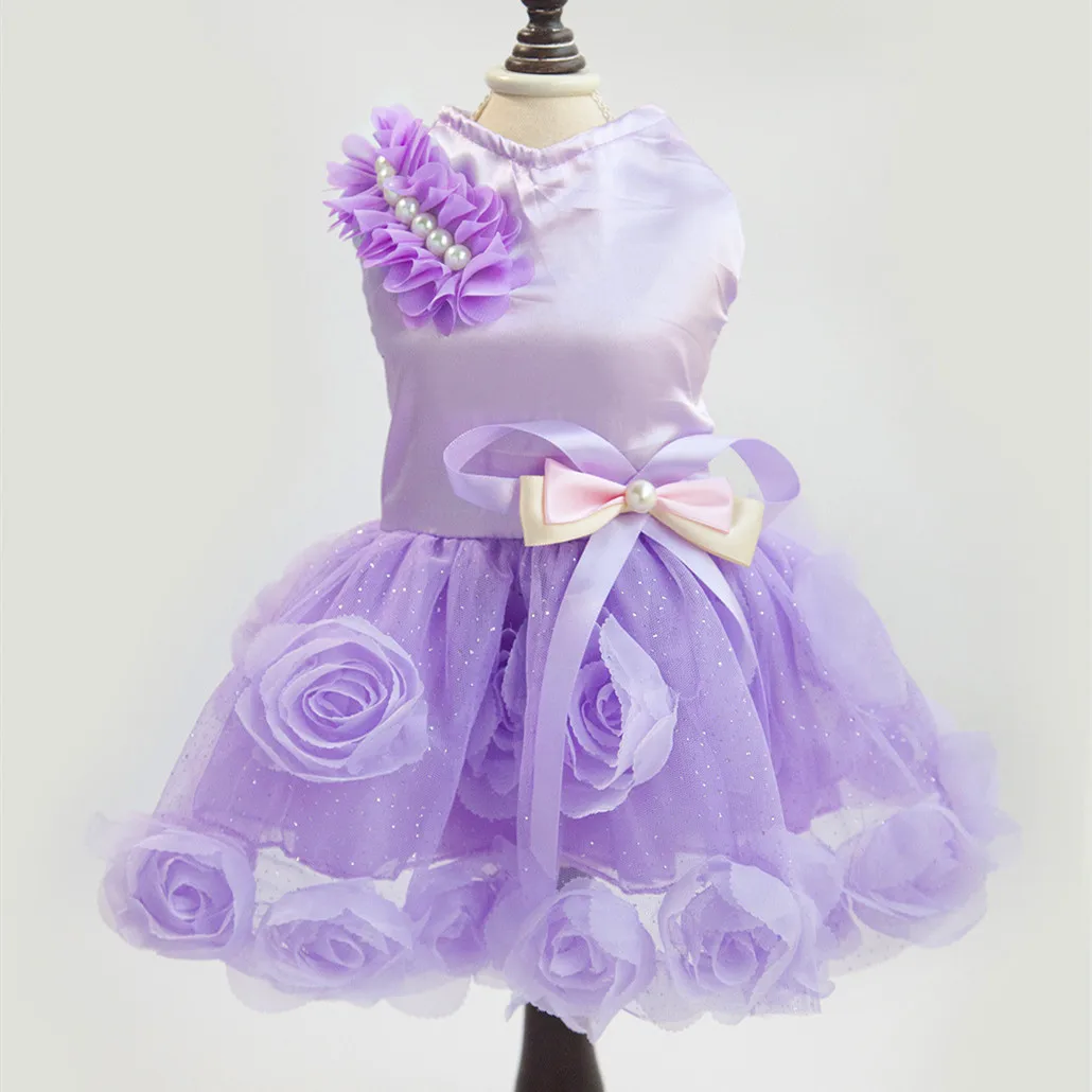 Высокое качество Прохладный собака кружевное платье маленькая сладкая