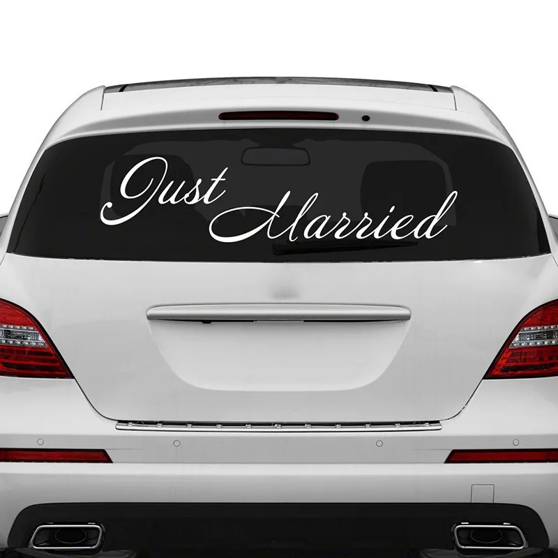

5 Styles Just Married Vinyl Car Decal Design Wedding Cling Banner Decoration Quote Sticker Back Car Window Mirror Decor H359