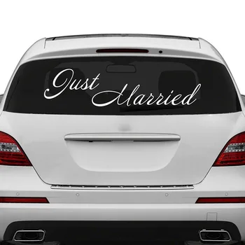 5 Styles Just Married Vinyl Car Decal Design Wedding Cling Banner Decoration Quote Sticker Back Car Window Mirror Decor H359