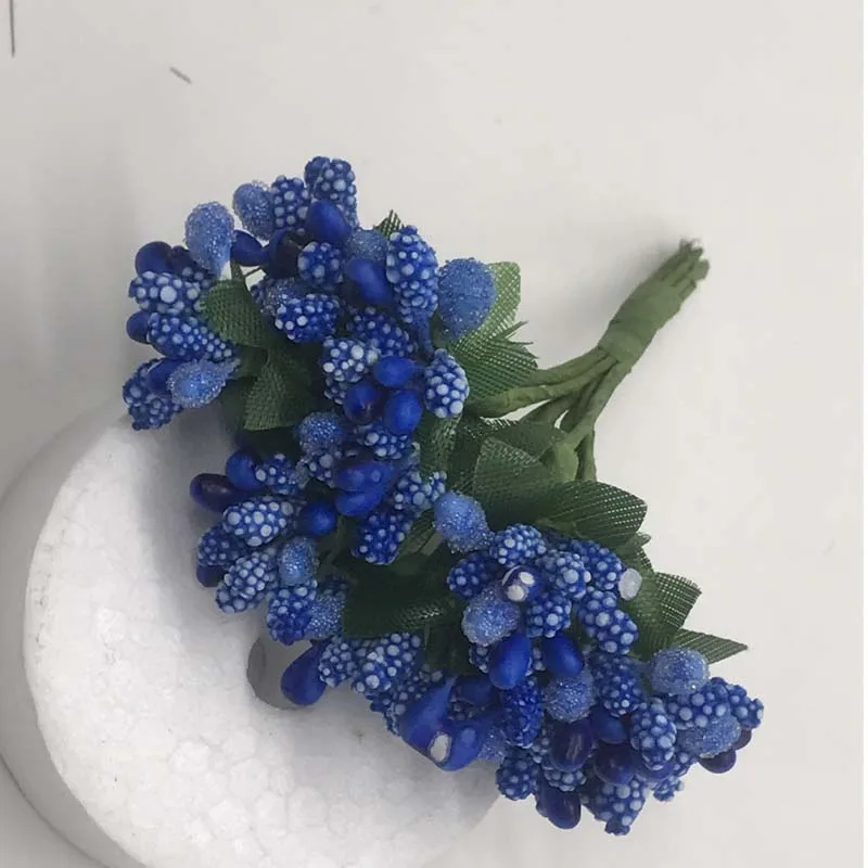 royal blue 12 шт./набор, Мини Искусственные Пип-ягоды, палочки, фруктовые тычинки для цветов, для поделок, свадебная, Рождественская гирлянда, коробка для скрапбукинга, украшения - Цвет: royal blue
