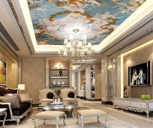 

Custom photo wallpaper European luxury hotel ceiling mural bar KTV sofa TV background Rome angel wallpaper mural