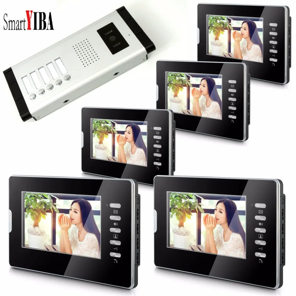 SmartYIBA 7 &quotвидео-телефон двери внутренной связи Наборы с 5 шт. мониторы для