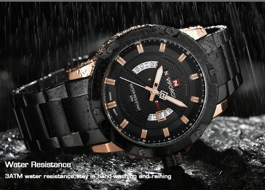 Новые модные часы Naviforce, мужские роскошные Брендовые спортивные часы из нержавеющей стали с датой, мужские кварцевые часы, мужские часы