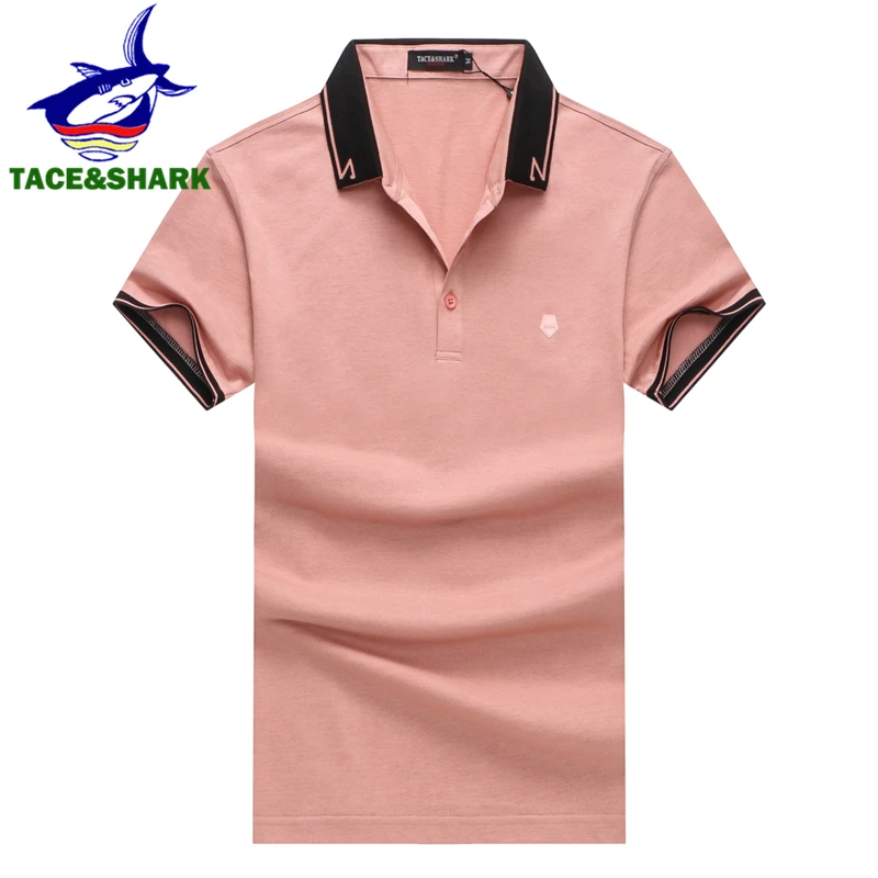 Мужская Повседневная рубашка поло TACE & SHARK модная Однотонная с отворотами размеры