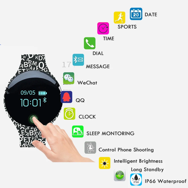 Color Touch Screen Smartwatch Motion detection Smart Watch Sport Fitness Men Women Wearable Devices For IOS Android Reloj Mujer |