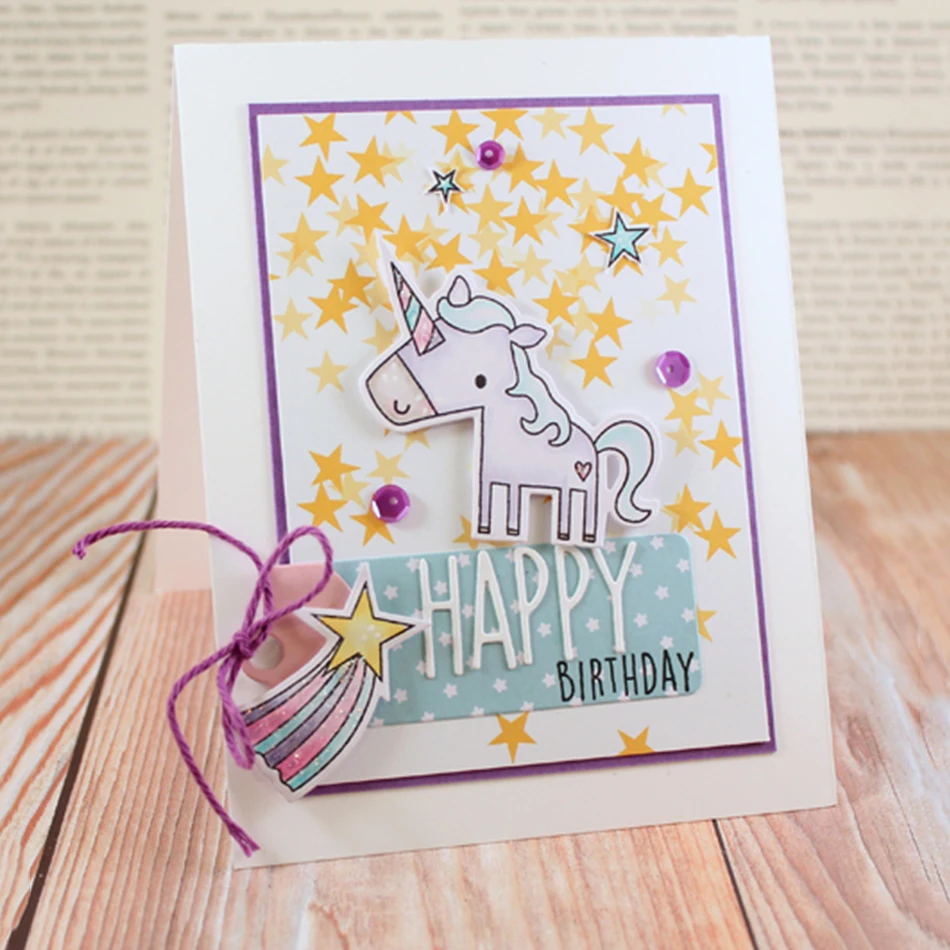 DiyArts 6Pcs New Christmas Dies Unicorn Wishes Metal Cutting Dies for Scrapbooking Craft Die Metal Cutting Dies New
