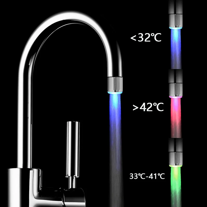 Temperature control 7 цветов Светодиодный водопроводный кран с подсветкой, красочное изменение, светящаяся душевая головка, кухонные аэраторы для крана, товары для кухни и ванной комнаты - Цвет: Temperature control