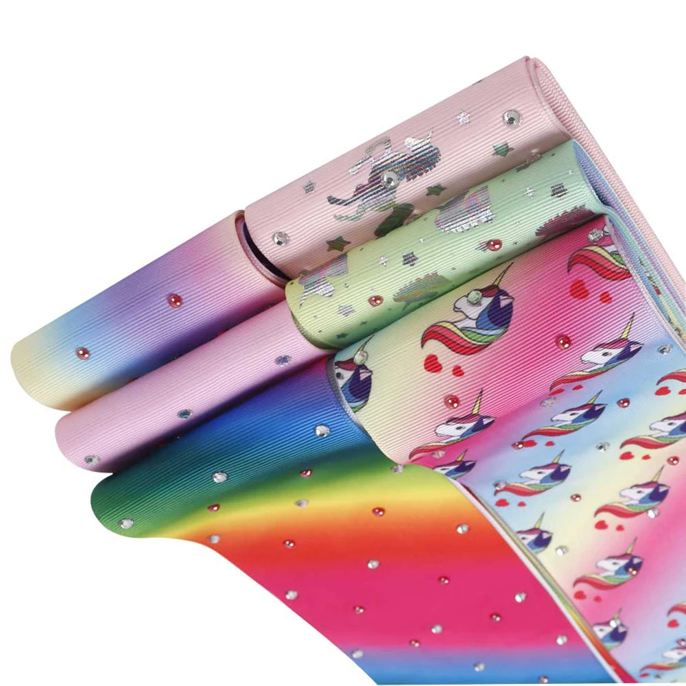 JOJO банты 75 мм 2y Grosgrain ленты бронзовые горный хрусталь Единорог печатных тесьма для одежды DIY ремесло поставки Свадебный декор