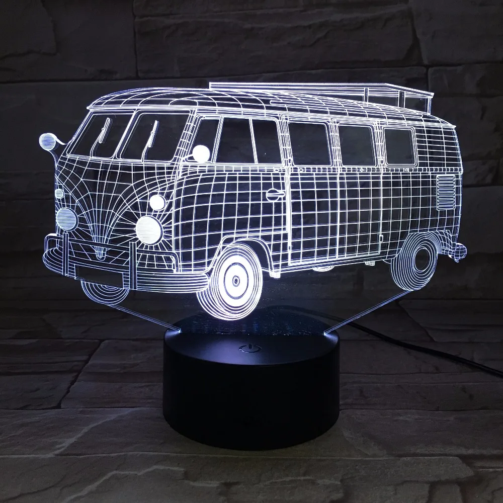 3D светильники для кемпинга школьного автобуса светодиодная цветная акриловая
