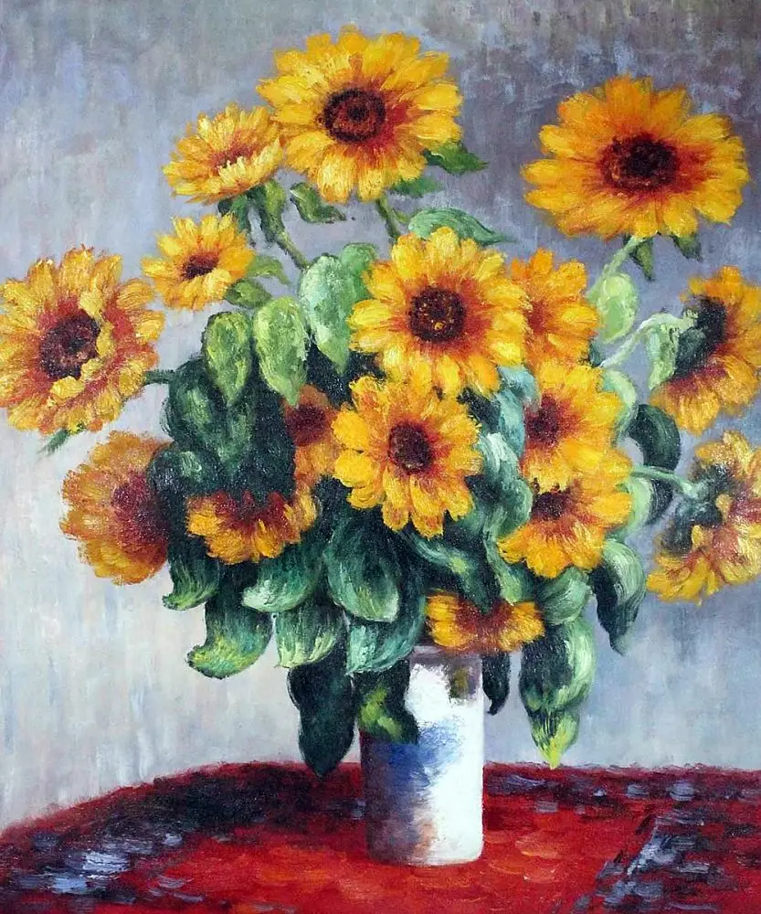 High Quality Claude Monet Sunflowers Painting Impressionist Still Life Oil Handpainted Flower Canvas Arts | Дом и сад
