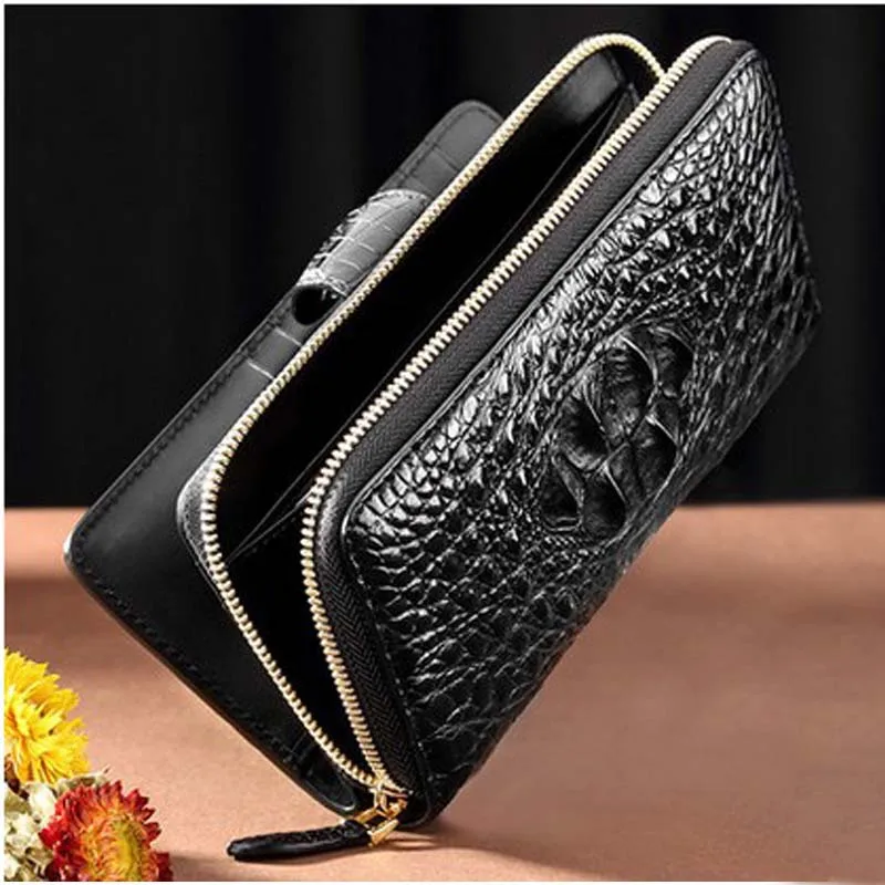 Женский кошелек hlt из натуральной кожи крокодила|clutch bag|handbag largewomen clutch |