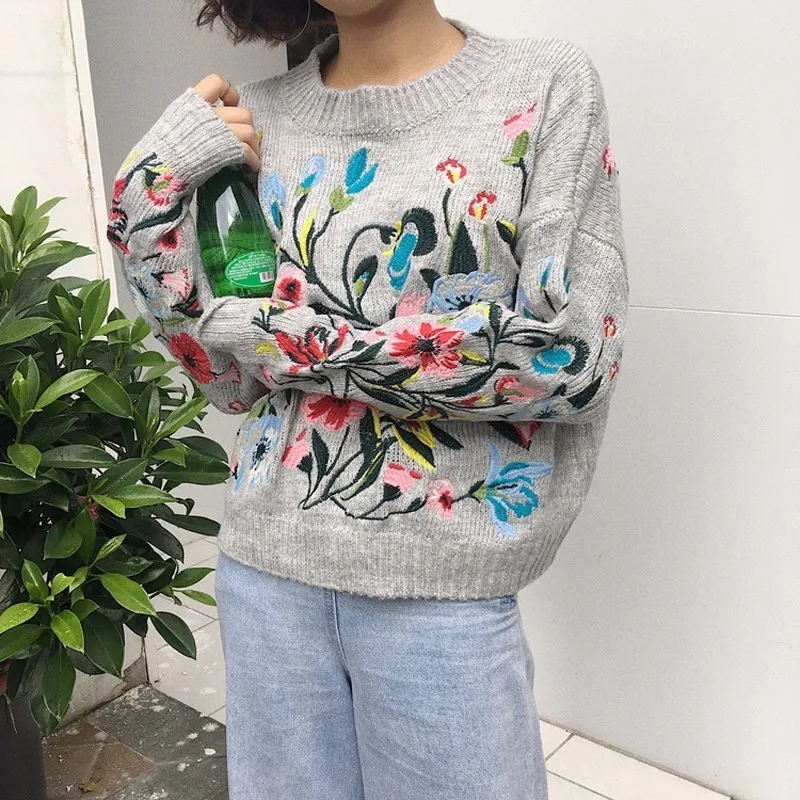 TWOTWINSTYLE вязаный свитер с вышивкой для женщин Осень-зима круглый воротник длинный