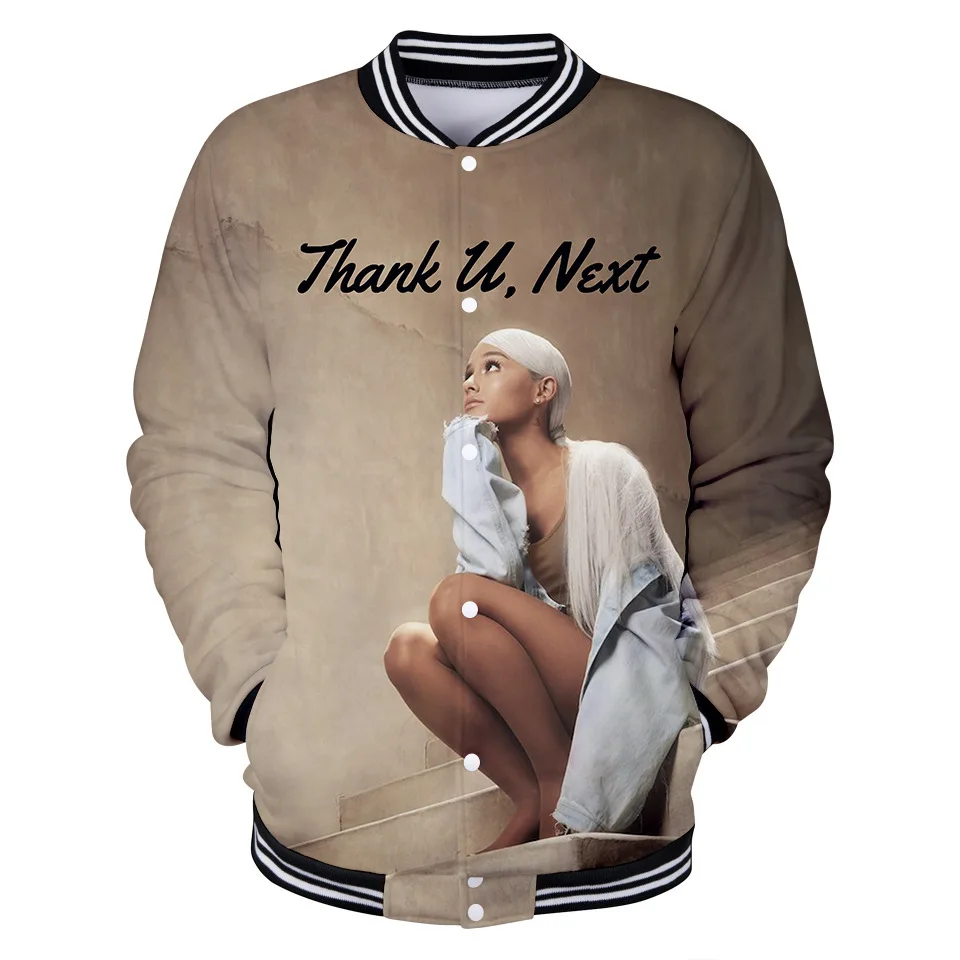 Однобортная бейсбольная куртка 3D Ariana Grande для женщин и мужчин спортивная одежда