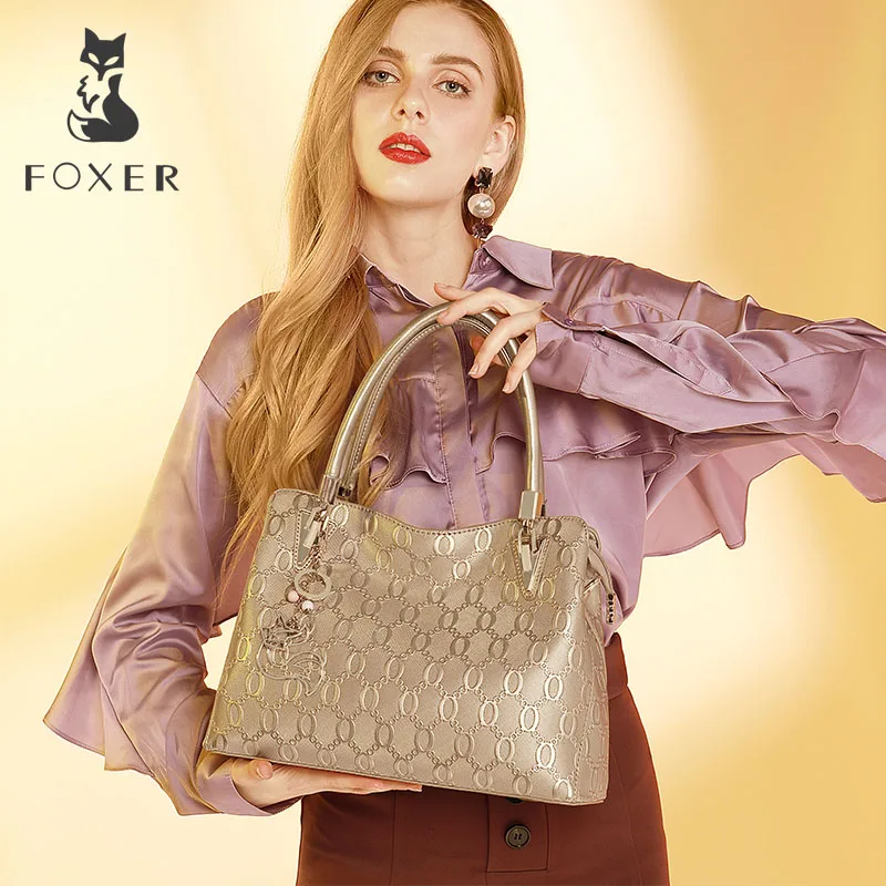 Женская сумка FOXER из коровьей кожи модный саквояж на плечо сумочка тоут комплект