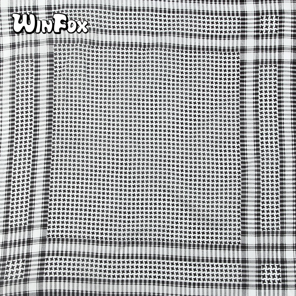 Winfox 55*55 см хлопковая черно-белая клетчатая бандана в стиле хип-хоп женская и