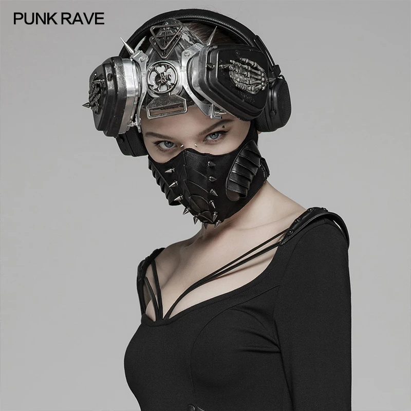 

Punk Rave Brand New Gothic Steampunk Rock Unisex stylish Rivet Dark Mask WS300