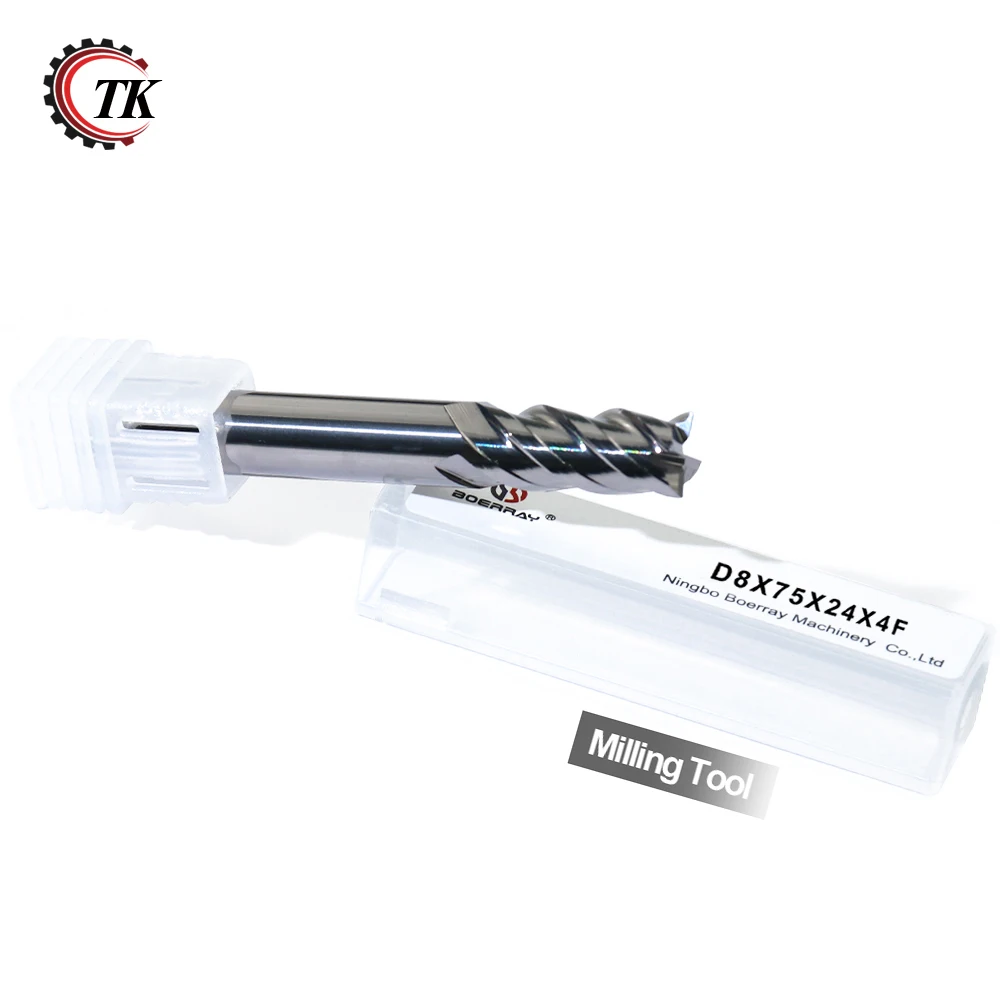 Transkoot 8mm Blade Diameter Cermet 4 Flute Straight End Mills Cutter Router Bits Cutting Milling Tools | Инструменты