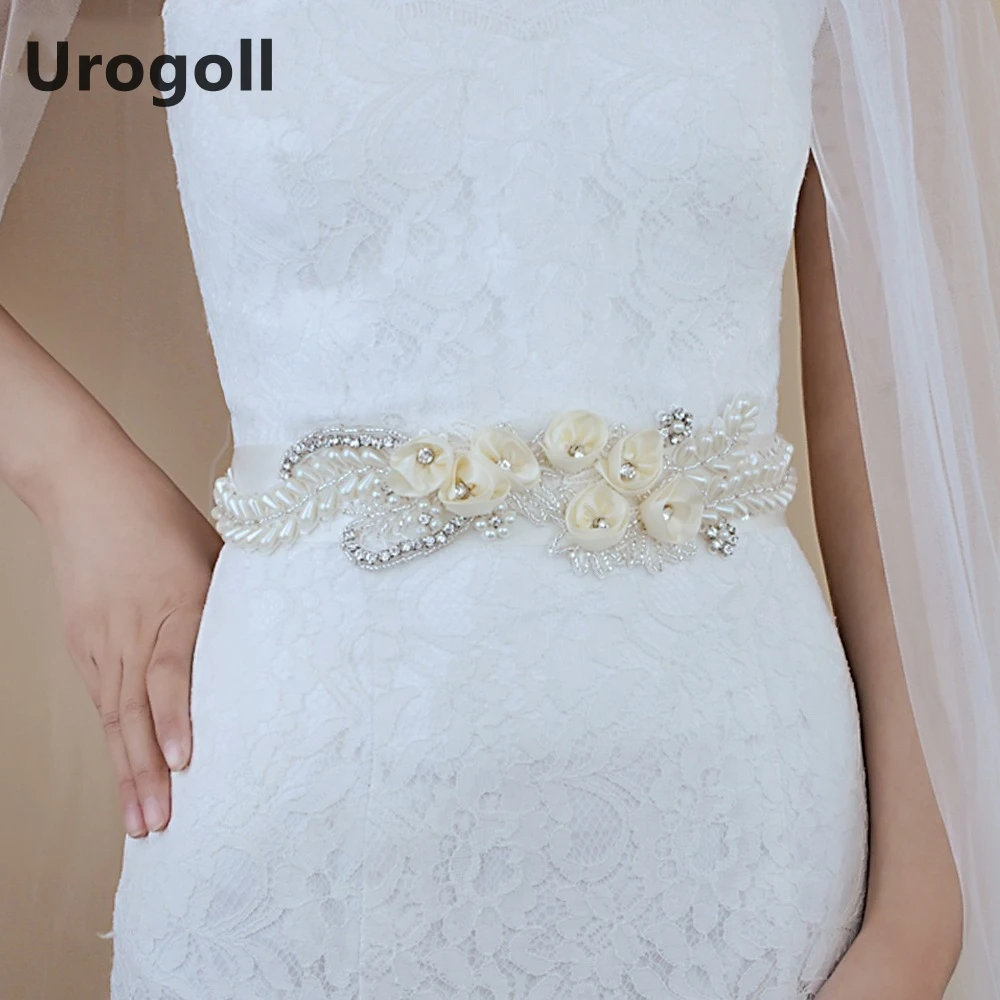 

Fashion Rhinestone Dress Belts Flowers And Pearl Wedding Sashes Bridal Belts Sash Beaded Ribbon Belts For Women Girl Party Dress