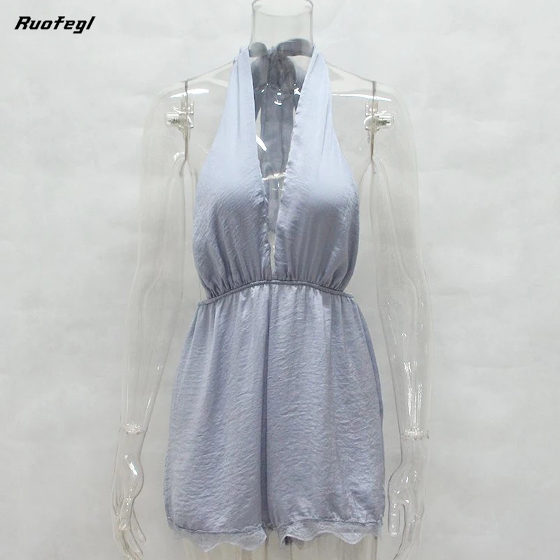 Ruofegl Женщины глубокий V шеи спинки Комбинезон playsuit тела mujer femme без бретелек