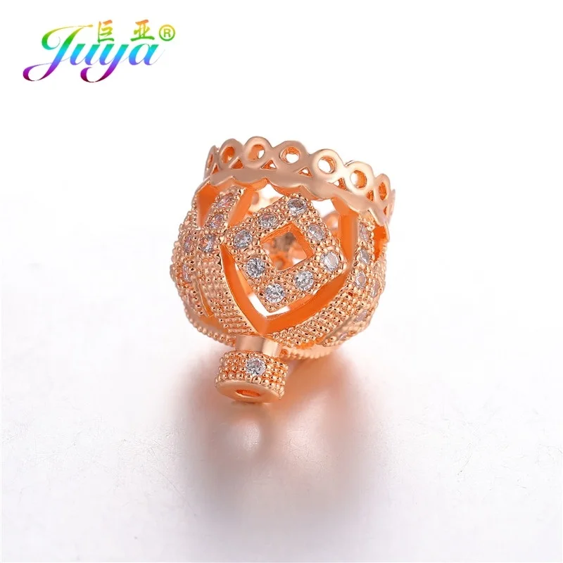 Rose Gold Juya DIY Ювелирные изделия с кистями фурнитура золото/серебро Корона Бусины шапки аксессуары для женщин кисточки ручной работы серьги ювелирных изделий - Color: Rose Gold