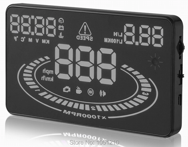 Ouchuangbo E300 5 дюймов OBDII EUOBD HUD Автомобильный дисплей с разноцветным двигателем