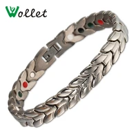 wollet magnetic pure titanium bracelet bangle for men healing health energy infrared negative ions germanium magnets tourmaline