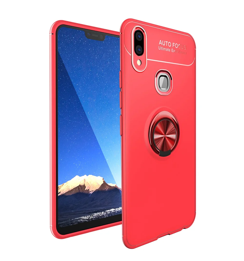 All Red Роскошный чехол для vivo V9 Y85 мягкий чехол из ТПУ с магнитным кольцом для автомобиля vivo V 9 Y 85 силиконовый защитный чехол - Цвет: All Red