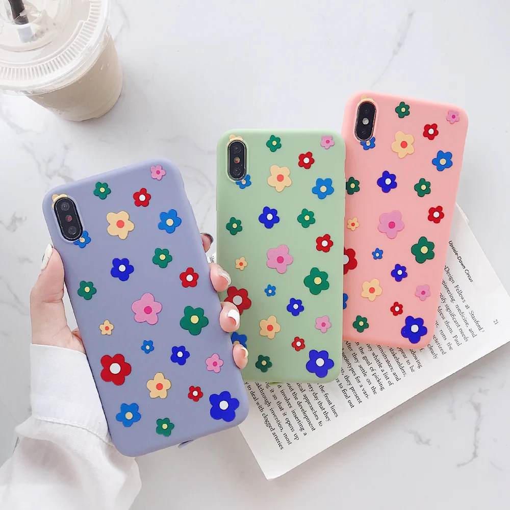 Конфеты цвет INS Цветы Чехлы для iphone XR милый Защита от солнца Цветочный чехол