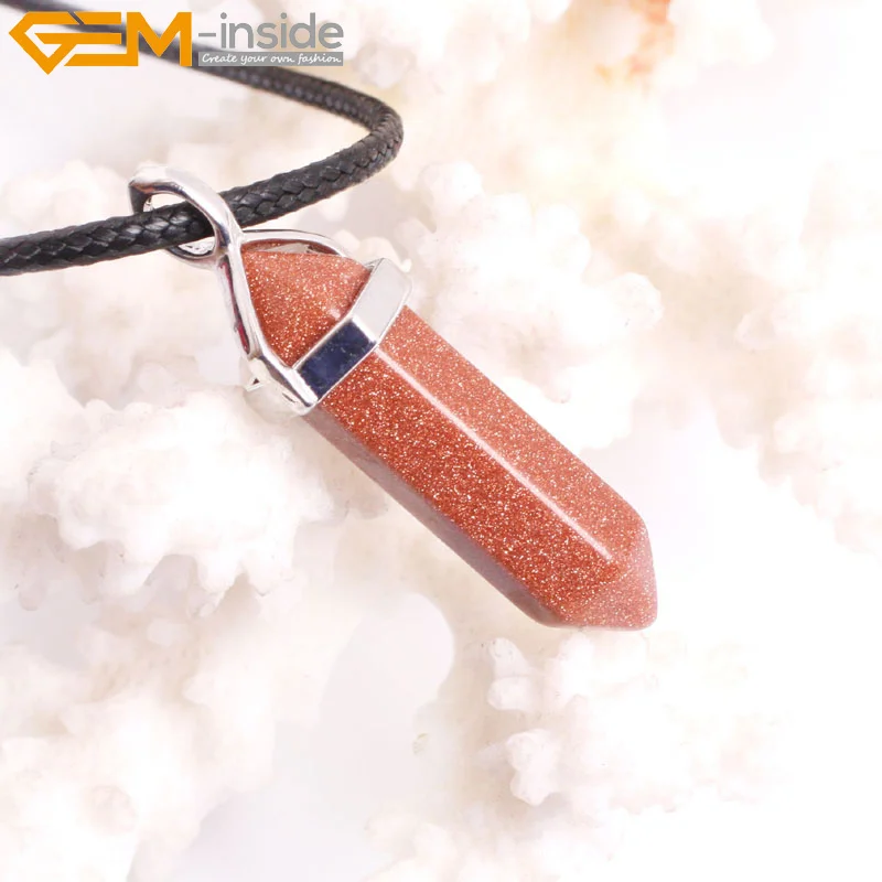 Gem-внутри Натуральный Камень Подвески Цепочки и ожерелья s гексагональной формы подвески Цепочки и ожерелья выбор Материал подарок для друзей для Для женщин - Окраска металла: gold sandstone