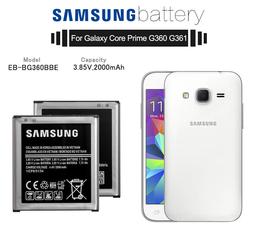 Samsung телефон батарея EB-BG360BBE 2000 мАч для samsung Galaxy Core Prime G360 G361 G360V G3608 G360H батареи