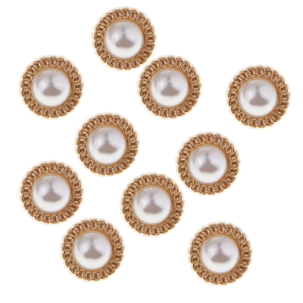 10 Pieces Gold Sew in Pearl Buttons with Shank for Clothes Shirts Coats 10mm | Дом и сад