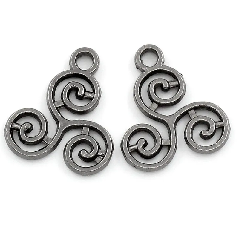 50 шт кулонов Gunmetal Cloud Celtic Triskelion металлические ювелирные изделия DIY фурнитура