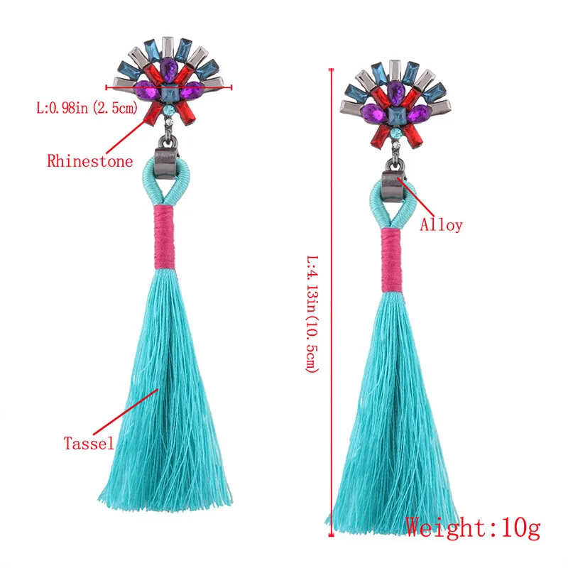 Женские серьги с кристаллами M MISM в народном богемном стиле Длинные блестящие