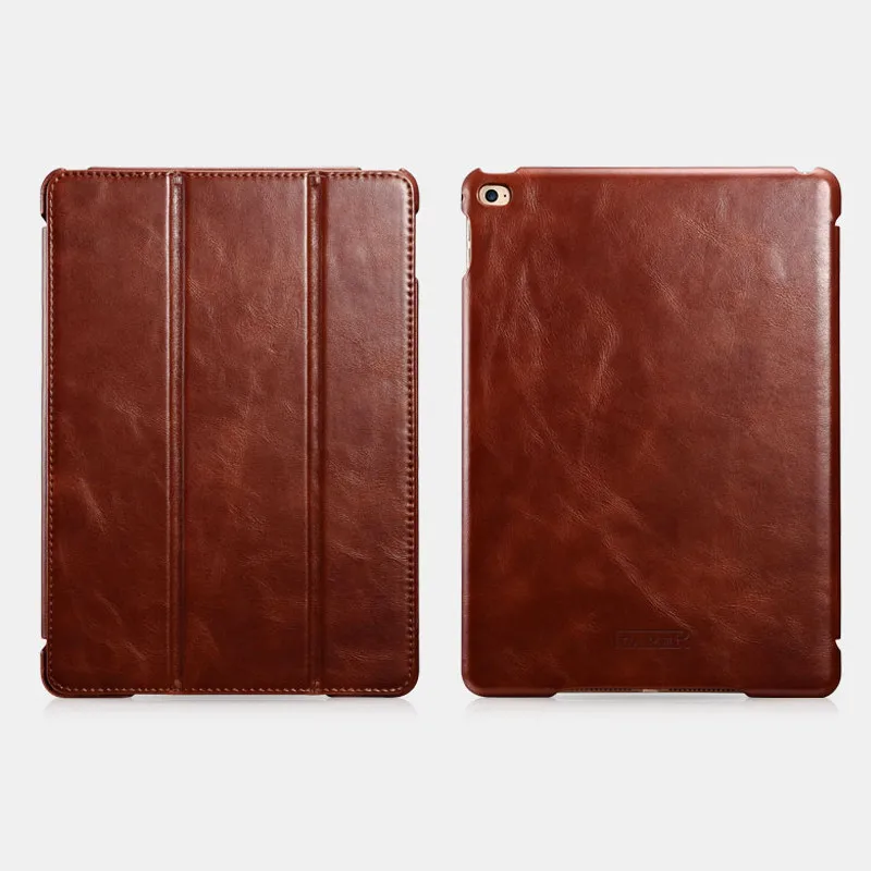 ICARER Винтажный чехол книжка из натуральной кожи для iPad Air 2 с подставкой/функцией