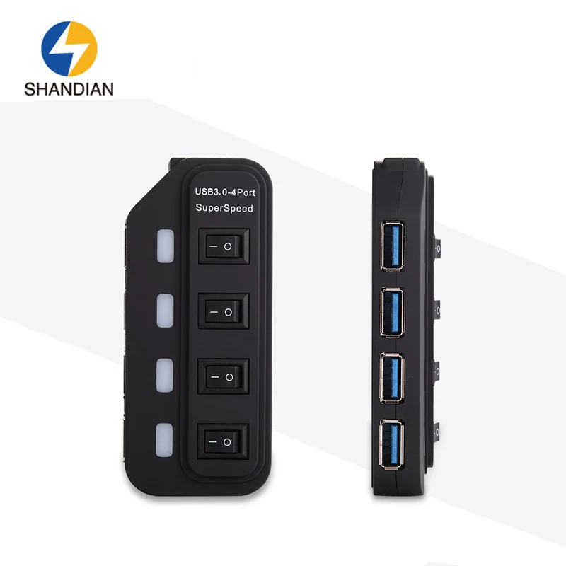 Shandian Новый мини 4 Порты светодиод высокой Скорость USB 3.0 хаб Портативный HUB ультра 5