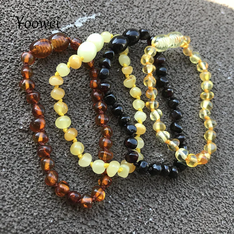 

Yoowei 6 Colors Natural Amber Bracelet/Anklet Chic Women Amber Bracelet Baltic 4mm Small Beads Baby Teething Jewelry Wholesaler