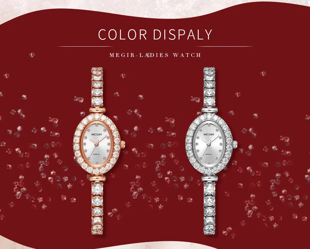 MEGIR Reloj Mujer женские часы-ЛЮКС Роза со стразами женские Дамские Часы Montre Femme люкс Damen Uhren Прямая поставка
