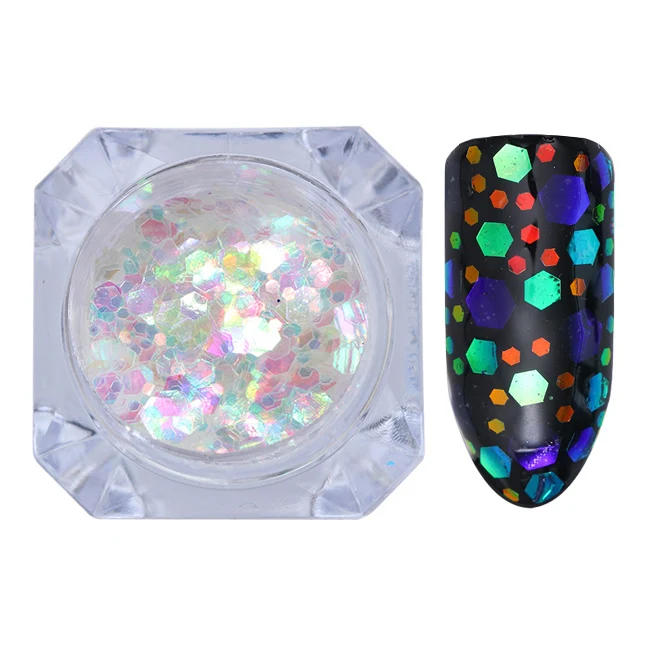 Color 15 BORN PRETTY AB цветные блестки для ногтей неровные звезды круглые переливающиеся блестки Порошковые украшения для ногтей хром - Цвет: Color 15