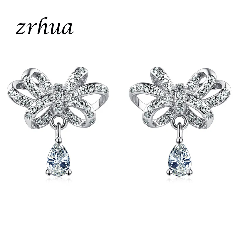 Серьги ZRHUA из чистого серебра с мозаикой фианита висячие серьги для женщин