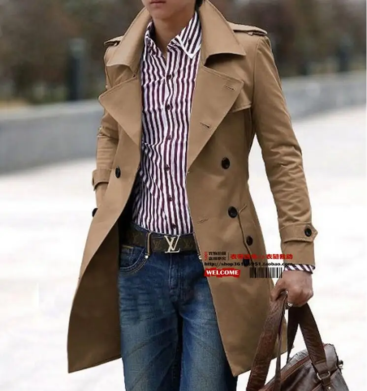 

S---6XL HOT / Spring/Autumn Male New Fashion Double-Breasted Long Trench Coat Of Cultivate One's Morality