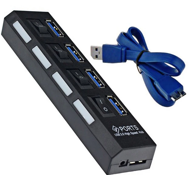 4 Port MiOYOOW usb-хаб 3,0 высокоскоростной 4/7 портов Мини Портативный 5 Гбит/с USB 3,0 концентратор разветвитель вкл/выкл переключатель для MacBook портативных ПК - Цвет: 4 Port