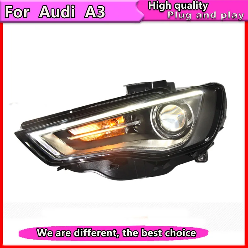 

2PCS Car Styling for Audi A3 2014-2016 for A3 head lamp LED DRL Lens Double Beam H7 HID Xenon bi xenon lens