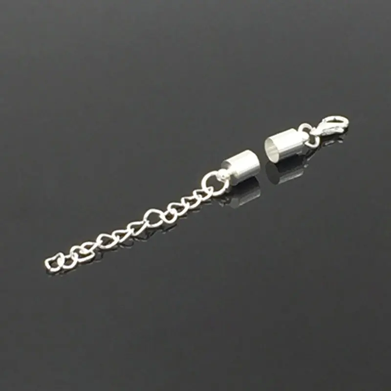 

Шнур с застежкой-лобстером и удлинительной цепочкой, 50 комплектов, посеребренные пустые Концевики для ювелирных изделий, фурнитура для рук...