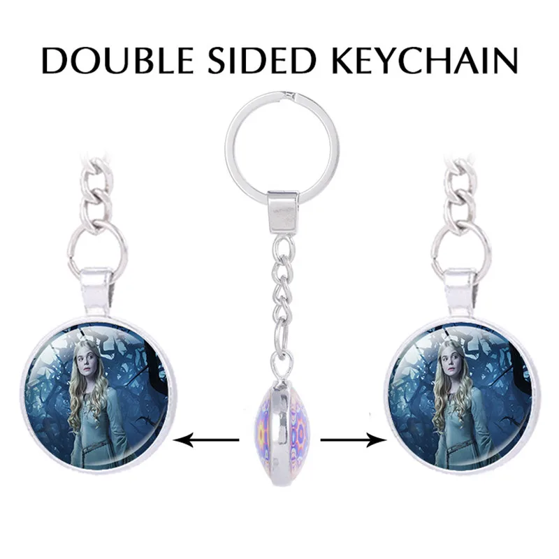 Готический викторианской жуткий Maleficent Key Holder Брелок спальный Красота Аврора Maleficent двухсторонний кулон брелки - Цвет: AS Shown
