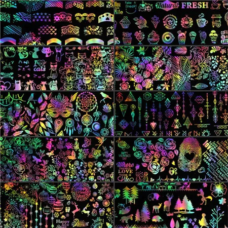10 Patterns Rose 1 шт. Голографической Ногтей Фольга Звездны в Небе Блеск Фольга Ногтей Передача Наклейки Обертывания DIY Аксессуары - Цвет: 10 Patterns Rose